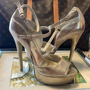Metallic Gold Bebe platform heels